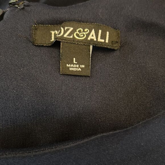 Roz & Ali navy jumpsuit with purple and white stripe and tie waist Size XL New - Picture 9 of 10